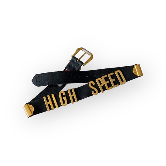 Vintage 90’s: High Speed ☻ Gold Letter Belt ☻ Bal Harbour Shops ☻ Black Leather - Picture 16 of 17
